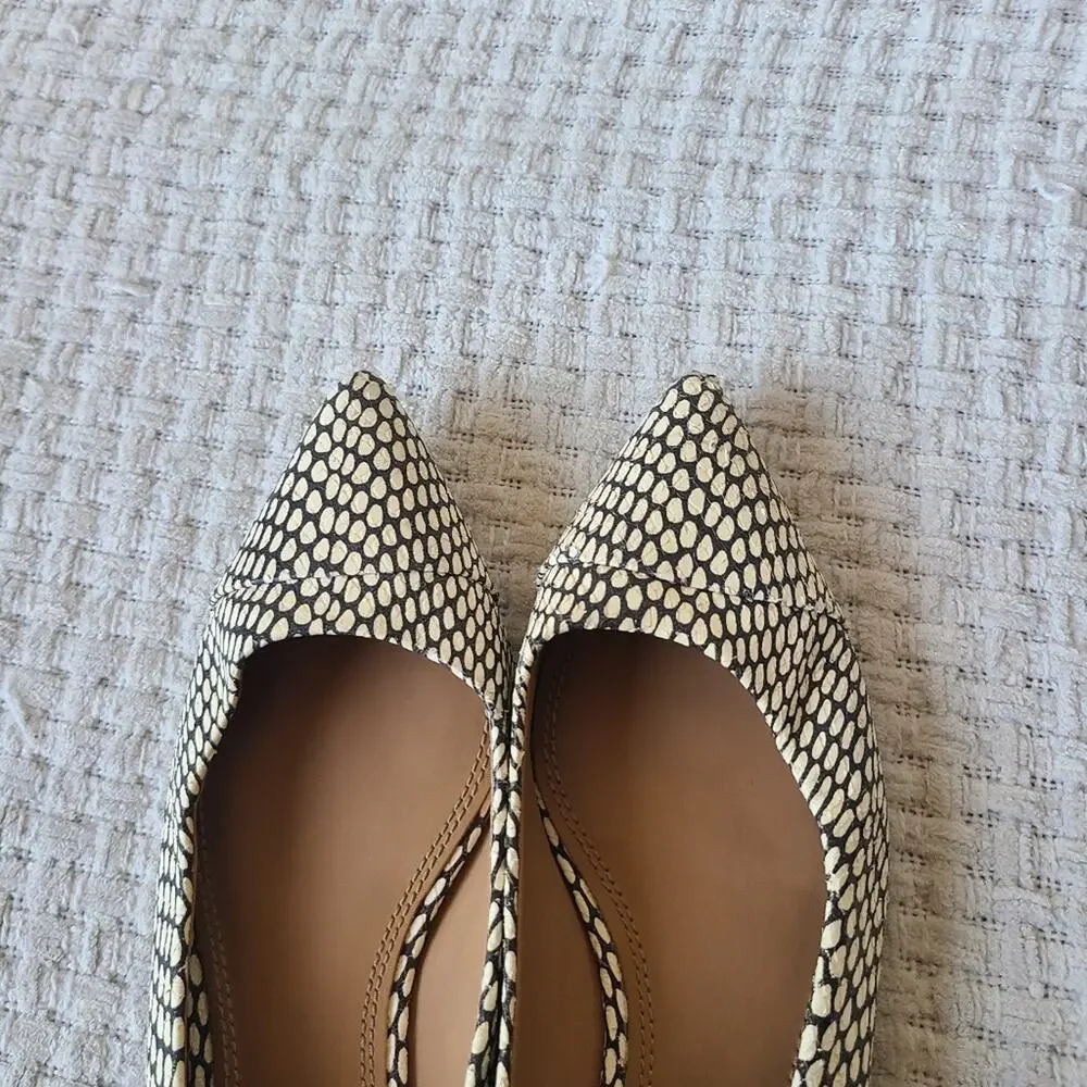 Tory Burch Penelope Snake Print Cap Toe Flat In King Cobra Women's Size 7